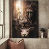 God Jesus Love Animals The Lion Protect The Sheep Canvas Poster