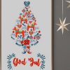 God Jul Christmas Tree Horses Hearts Flowers Cats Canvas Poster