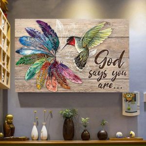 God Says You Are Strong Precious Lovely Special Unique Bird Feathers Canvas Poster