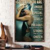 God Says You Are Unique Special Lovely Precious Strong Chosen Swimming Girl Canvas Poster