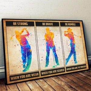 Golf Sport Be Strong Brave Humble Vintage Art Canvas Poster