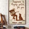 Guitarist Man Guitar And Dog Name Customized Personalized Canvas Poster