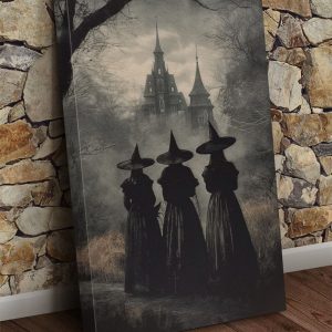 Halloween 3 Witches And Black Castle Canvas Poster