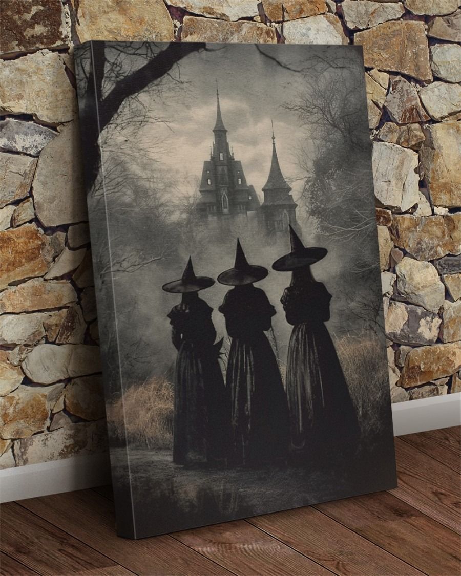 Halloween 3 Witches And Black Castle Canvas Poster Halloween 3 Witches And Black Castle Canvas Poster