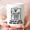 Halloween Skeleton Touch My Coffee And I Will Bite You Simple White Mug