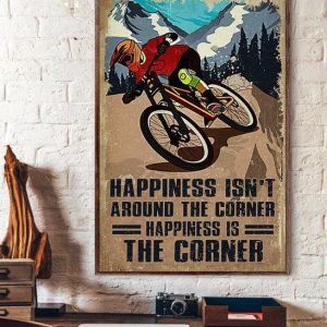 Happiness Isn’t Around The Corner It Is The Corner Painted Boy Biker Mountain Biking Canvas Poster