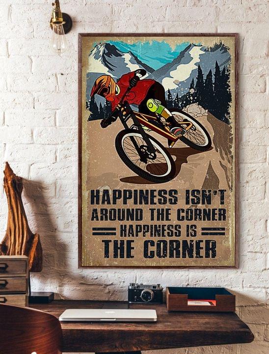 Happiness Isn't Around The Corner It Is The Corner Painted Boy Biker Mountain Biking Canvas Poster Happiness Isn't Around The Corner It Is The Corner Painted Boy Biker Mountain Biking Canvas Poster