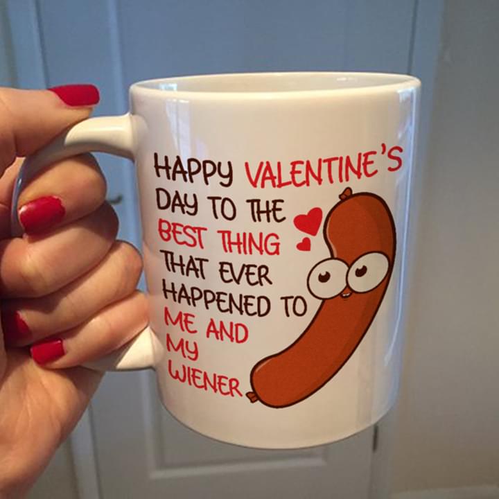Happy Valentine Day To The Best Thing Wiener Cute Simple White Mug Happy Valentine Day To The Best Thing Wiener Cute Simple White Mug