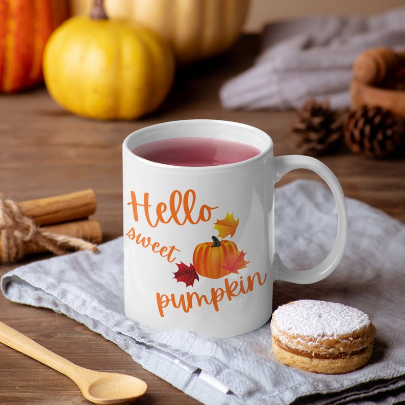 Hello Sweet Pumpkin Halloween Simple White Mug Hello Sweet Pumpkin Halloween Simple White Mug