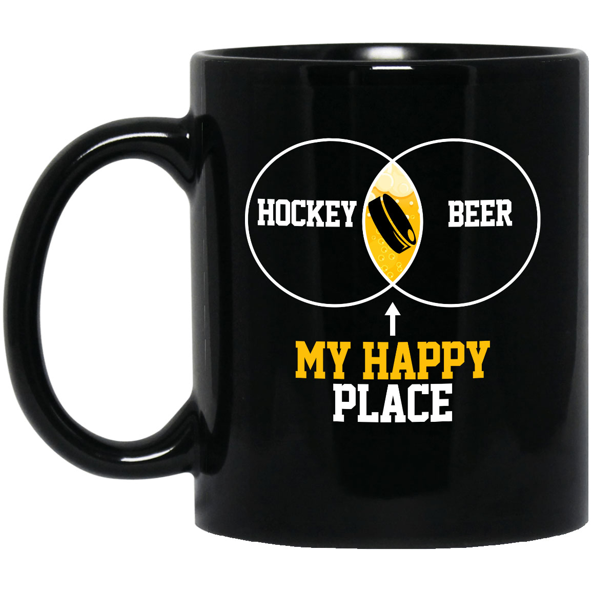 Hockey And Beer Mixed Is My Happy Place Simple Black Mug Hockey And Beer Mixed Is My Happy Place Simple Black Mug