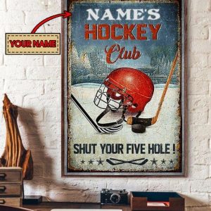 Hockey Club Shut Your Five Hole Winter Sport Name Customized Canvas Poster