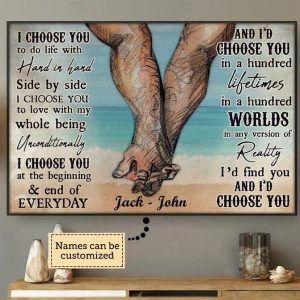 Hold Your Hand And Choose Together LGBT Name Customized Personalized Canvas Poster