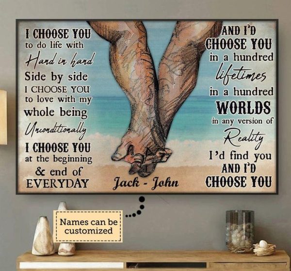 Hold Your Hand And Choose Together LGBT Name Customized Personalized Canvas Poster