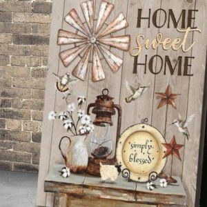 Home Sweet Home Simply Blessed Vintage Table Items And Birds Canvas Poster