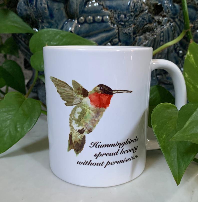 Hummingbird The Little Cute Bird Coffee Tea Simple White Mug Hummingbird The Little Cute Bird Coffee Tea Simple White Mug