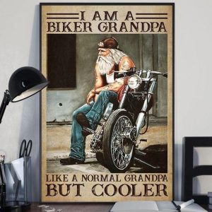 I Am A Biker Grandpa Like A Normal Grandpa But Cooler Grandfather Racing Motorcycle Canvas Poster
