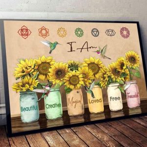 I Am Beautiful Creative Magical Loved Free Transcendent Sunflowers Birds Canvas Poster
