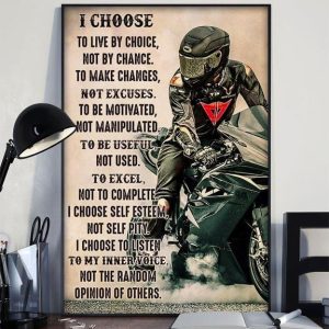I Choose To Live By Choice Not By Chance To Make Changes Not Excuses Racing Boy Motorcycle Rider Canvas Poster