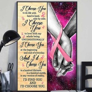 I Choose You To Do Life With Hand In Hand Side By Side I’d Find You And I’d Choose You Hands Holding Pink Galaxy Ribbon Canvas Poster