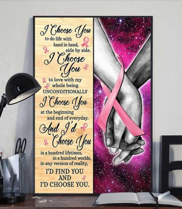 I Choose You To Do Life With Hand In Hand Side By Side I’d Find You And I’d Choose You Hands Holding Pink Galaxy Ribbon Canvas Poster