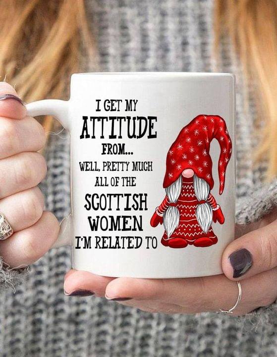 I Get My Attitude From Well Pretty Much All Of The Scottish Women I'm Related To Red Gnomie Scotland White Mug I Get My Attitude From Well Pretty Much All Of The Scottish Women I'm Related To Red Gnomie Scotland White Mug