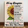 I Love You Peace Family Love Sunflower Dad Daddy Father Gift To Daughter Canvas Poster