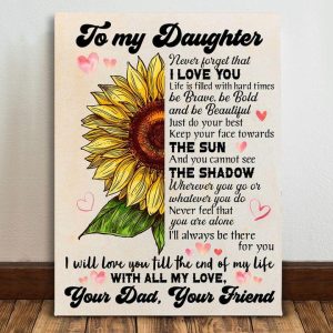 I Love You Peace Family Love Sunflower Dad Daddy Father Gift To Daughter Canvas Poster