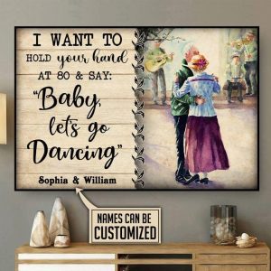 I Want To hold Your Hand Say Baby And Dancing Name Customized Personalized Canvas Poster