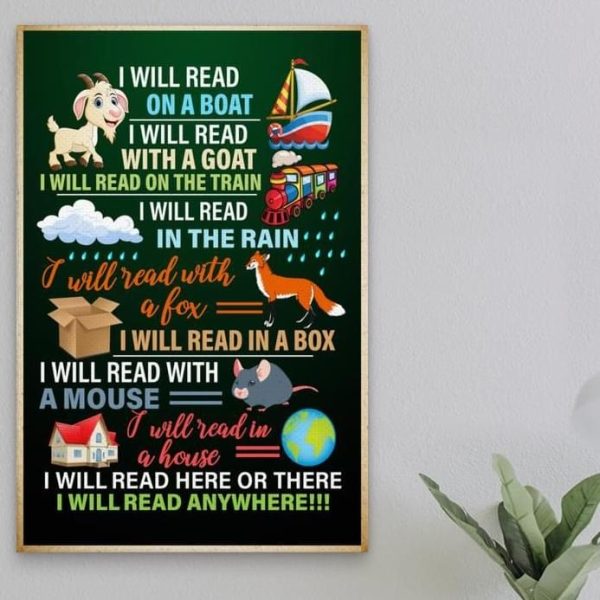 I Will Reading Book Everywhere Love Knowledge People Canvas Poster