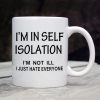 I’m In Self Isolation I’m Not Ill I Just Hate Everyone Simple White Mug