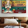 I’m Mostly Peace Love And Light And A Little Go F Yourself Tattoo Lady Girl Meditation Sunflowers Canvas Poster