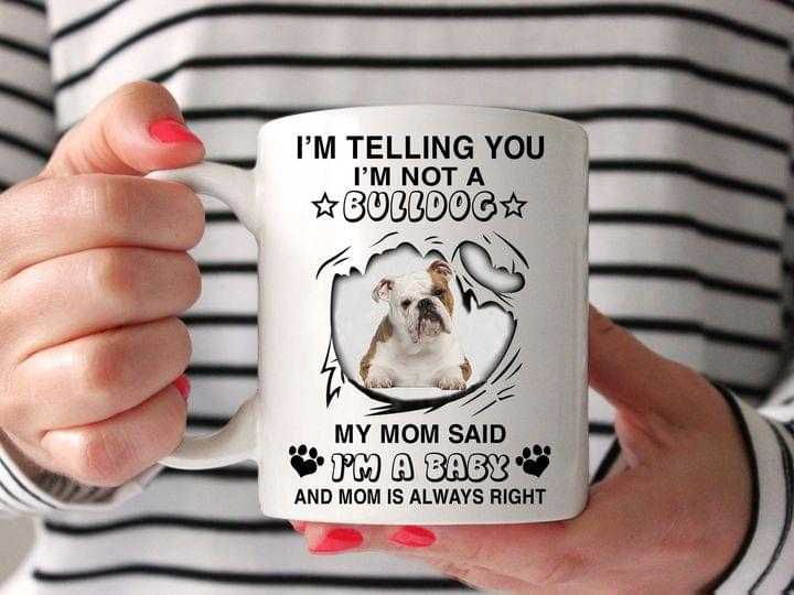 I'm Telling You I'm Not A Bulldog My Mom Said I'm A Baby And Mom Is Always Right Cute Dog White Mug I'm Telling You I'm Not A Bulldog My Mom Said I'm A Baby And Mom Is Always Right Cute Dog White Mug