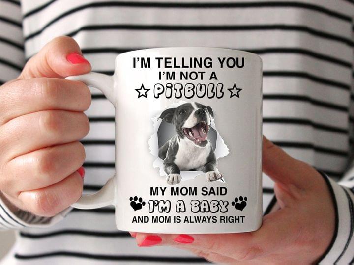 I'm Telling You I'm Not A Pitbull My Mom Said I'm A Baby And Mom Is Always Right Cute Dog White Mug I'm Telling You I'm Not A Pitbull My Mom Said I'm A Baby And Mom Is Always Right Cute Dog White Mug