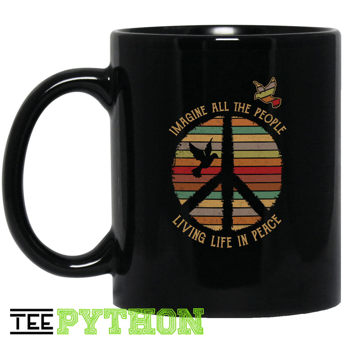 Imagine All The People Living Life In Peace Vintage Hippie Simple Black Mug Imagine All The People Living Life In Peace Vintage Hippie Simple Black Mug