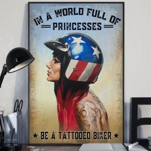 In A World Full Of Princesses Be A Biker Lady Girl Riding Motorcycle Canvas Poster