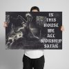 In This House We All Worship Satan Stars Flag Satan Skeletons Canvas Poster