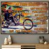 In This House We Do Racing Couple Riding Motorcycle Bikers Family Canvas Poster
