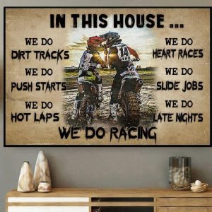 In This House We Do Racing Dirt Bike Bikers Biking Races Canvas Poster