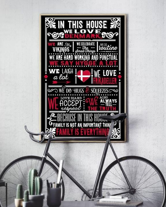 In This House We Love Denmark Quote Flag Of Denmark Pattern Canvas Poster In This House We Love Denmark Quote Flag Of Denmark Pattern Canvas Poster