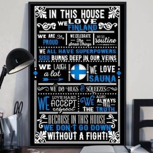In This Love We Love Finland Quote Flag Of Finland Pattern Canvas Poster