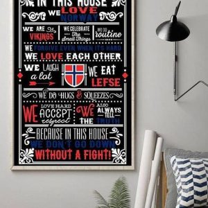In This Love We Love Norway Quote Flag Of Norway Pattern Canvas Poster