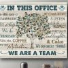 In This Office We Do Teamwork Coffee Respect Cake Communicate We Are A Team Canvas Poster