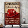 It Cannot Be Inherited Nor Can It Be Purchased I Have Learned It With My Blood Sweat &amp Tears Fireman Helmet Canvas Poster