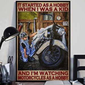 It Started As A Hobby When I Was A Kid And I’m Watching Motorcycles As A Hobby Little Boy And Motorcycle Canvas Poster