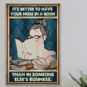 It’s Better To Have Your Nose In A Book Love Reading Girl Vintage Canvas Poster