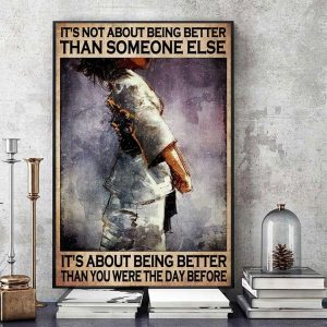It’s Not About Being Better Than Someone Else It’s About Being Better Than You Were The Day Before Cartoon Character Canvas Poster