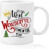 It’s The Most Wonderful Time Of The Year Christmas Tree Crown White Mug