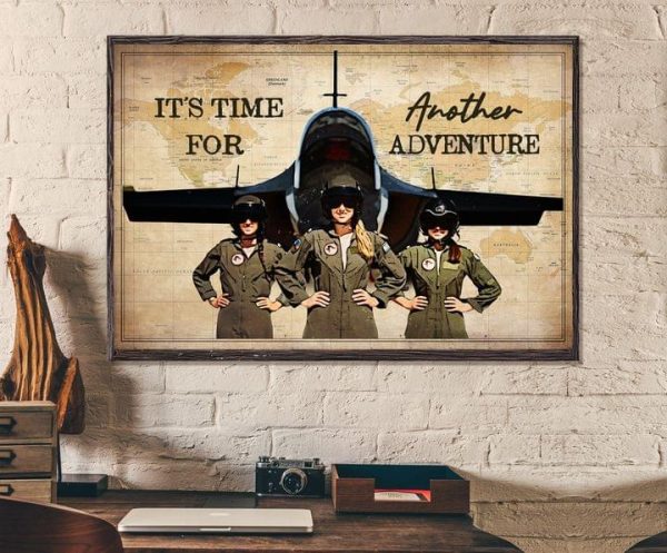 It’s Time For Another Adventure Pilots Airplane World Map Canvas Poster