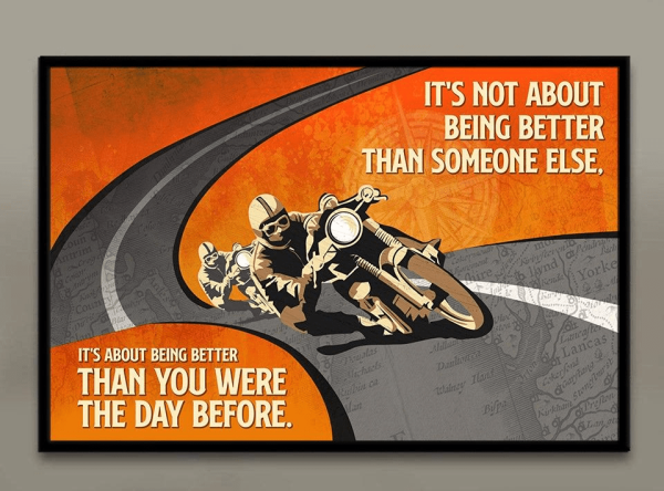 It’s not about being Better than Someone Else Old School Biker Canvas Poster