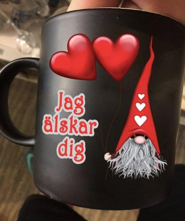 Jag Alskar Dig Swedish Gnomie Hearts Black Mug
